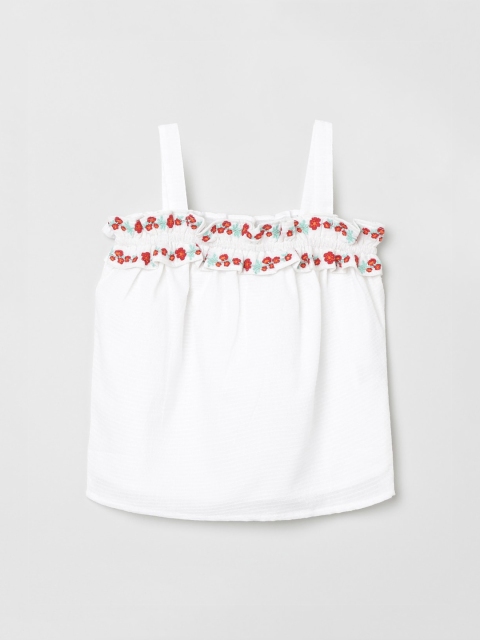 

max Girls White Solid A-Line Top