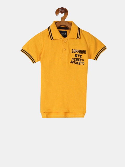 Cherokee Boys Yellow Solid Polo Collar T-shirt