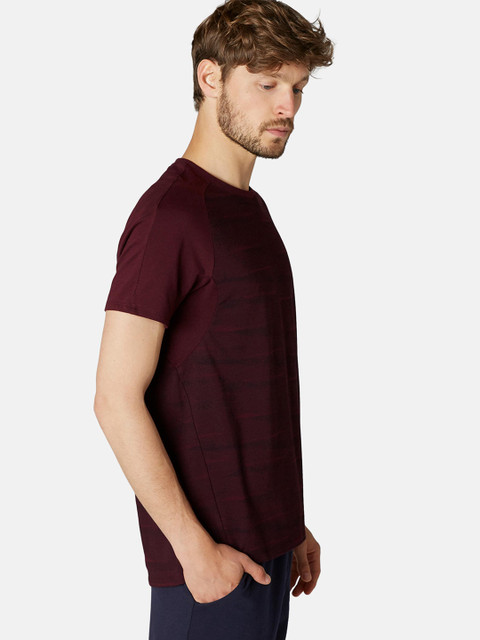

NYAMBA By Decathlon Men Burgundy Colourblocked Polo Collar T-shirt