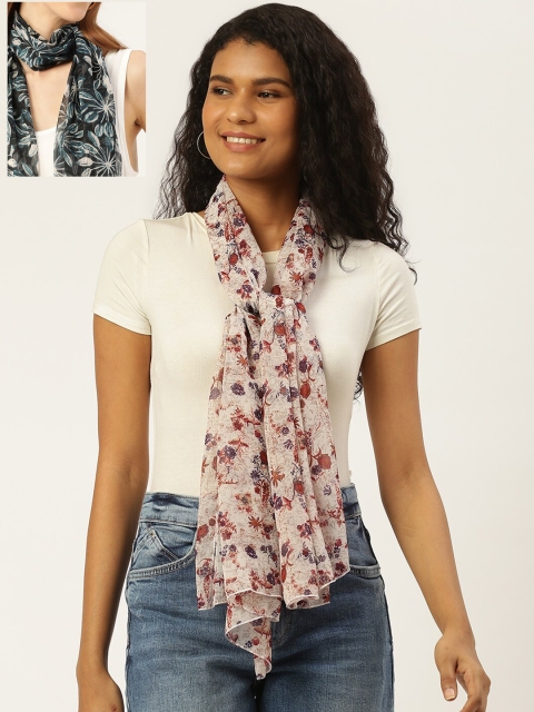 

Trend Arrest Women Pack Of 2 Printed Scarves, Cream
