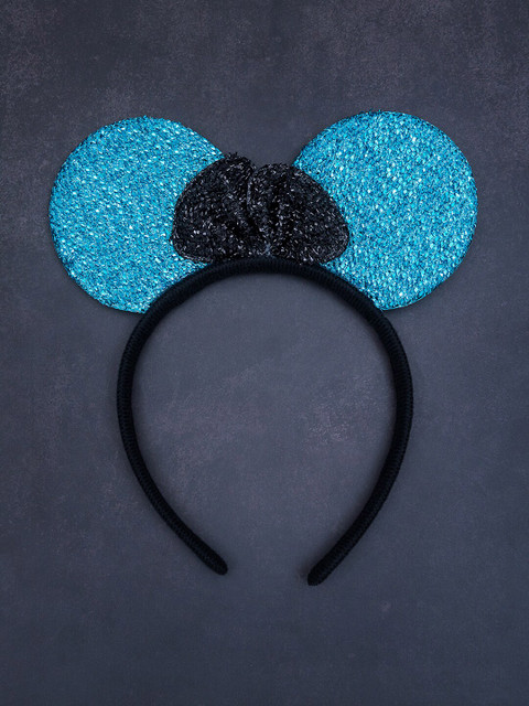

Golden Peacock Women Black & Blue Embellished Micky Mouse Ears Bow Hairband