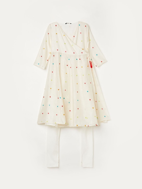 

Melange by Lifestyle Girls Off-White Printed Kurta with Trousers