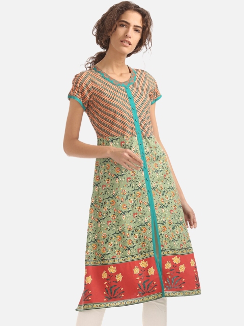 

Anahi Women Green Printed A-Line Kurta