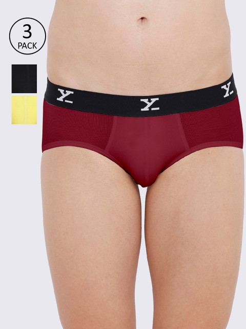 

XYXX Men IntelliSoft Antimicrobial Micro Modal Pack of 3 Ace Briefs XYBRF3PCKN447, Red