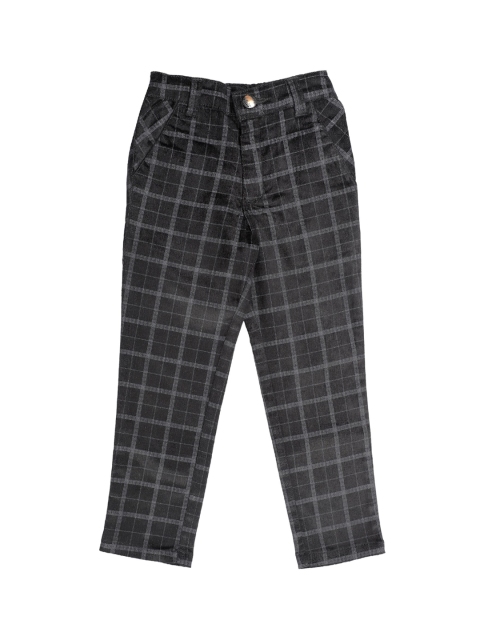 

Actuel Boys Black & Grey Checked Corduroy Regular Trousers