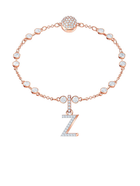 

SWAROVSKI Women Rose Gold-Plated White Quartz Studded Letter Z Charm Clip-On Pendant