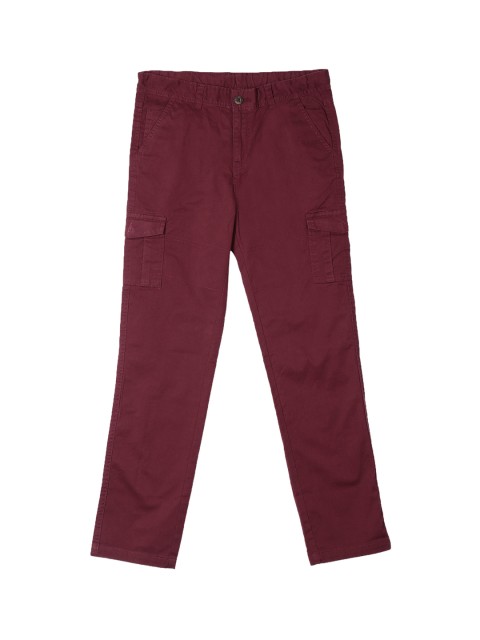 

Cherokee Boys Maroon Regular Fit Solid Cargos