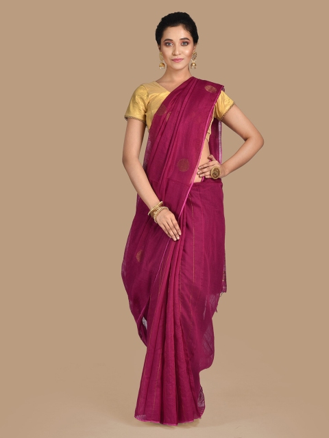 

Mitera Magenta Woven Design Cotton Blend Saree