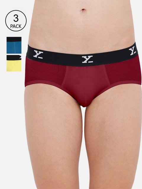 

XYXX Men IntelliSoft Antimicrobial Micro Modal Pack of 3 Ace Briefs XYBRF3PCKN451, Red