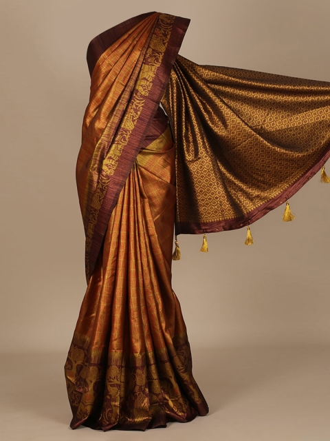 

Pothys Yellow Woven Design Jute Silk Saree