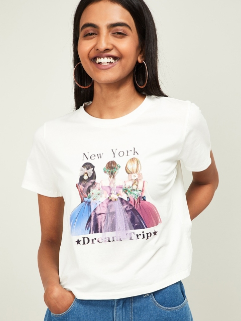 

Ginger by Lifestyle Women Off-White Printed Top