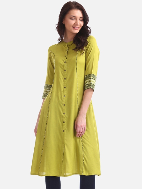 

Anahi Women Green Solid A-Line Kurta