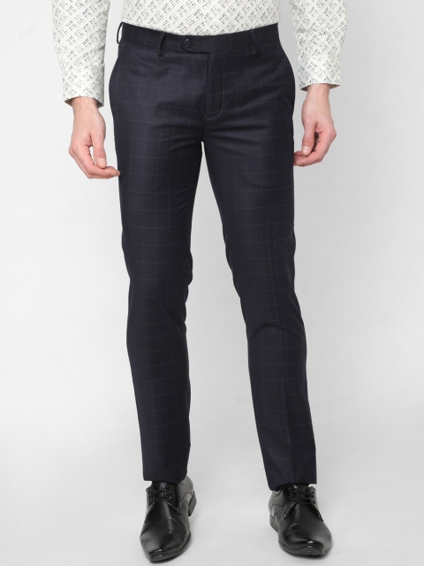 

J Hampstead Men Navy Blue Super Slim-Fit Solid Formal Trousers