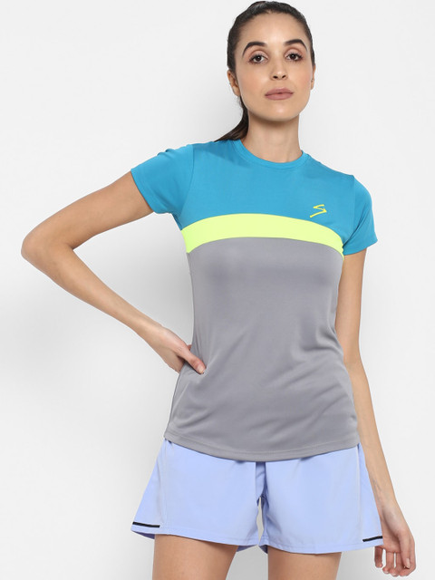 

SG Women Grey Colourblocked Round Neck T-shirt