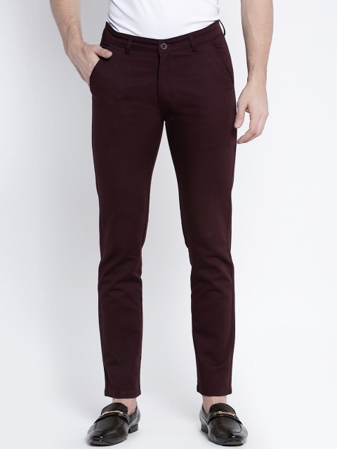 

Rodamo Men Maroon Slim Fit Solid Chinos