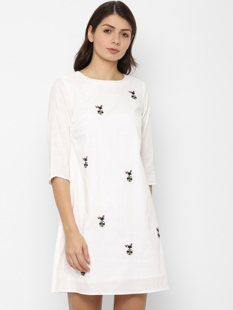 

Allen Solly Women White Embroidered A-Line Dress