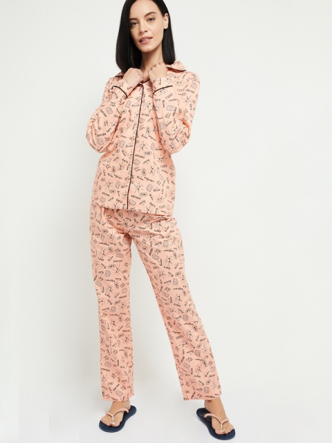 

max Women Pink Printed Night Suit