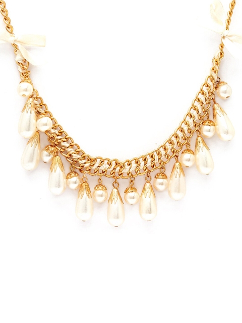 

Globus Gold-Plated Off-White Beaded Statement Necklace
