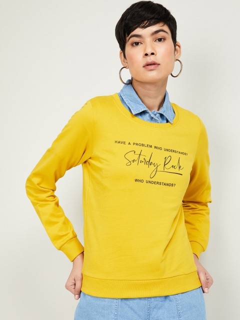

Fame Forever by Lifestyle Women Mustard Yellow Printed Sweatshirt