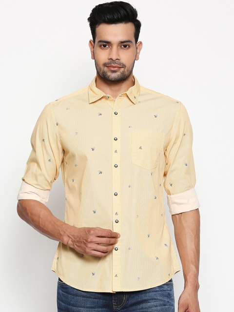 

Urban Ranger by pantaloons Men Yellow Slim Fit Striped Casual Shirt