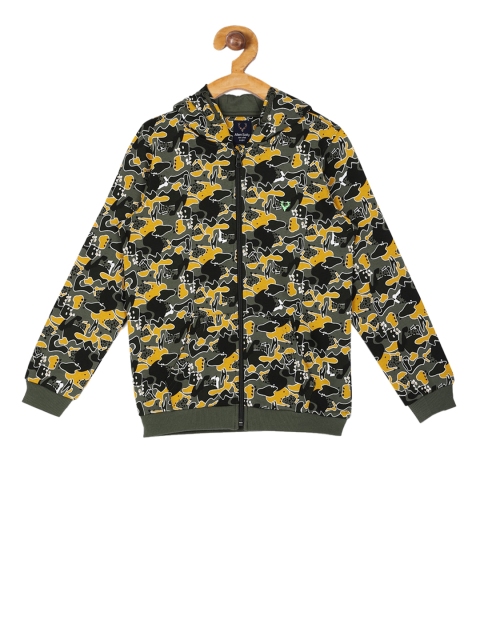 

Allen Solly Junior Boys Olive Green & Yellow Printed Hooded Sweatshirt