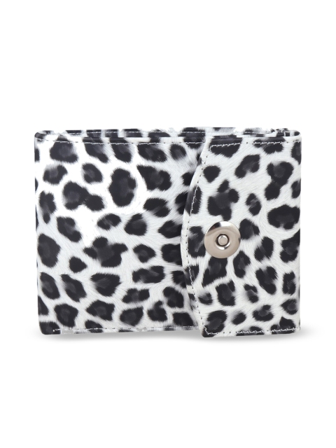 

TnW Women White & Black Animal Printed Two Fold Wallet