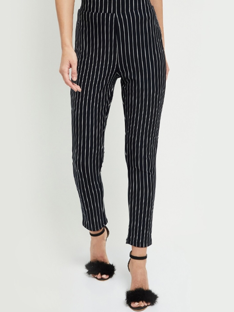

MAX Striped Elasticated Treggings Jean, Navy blue