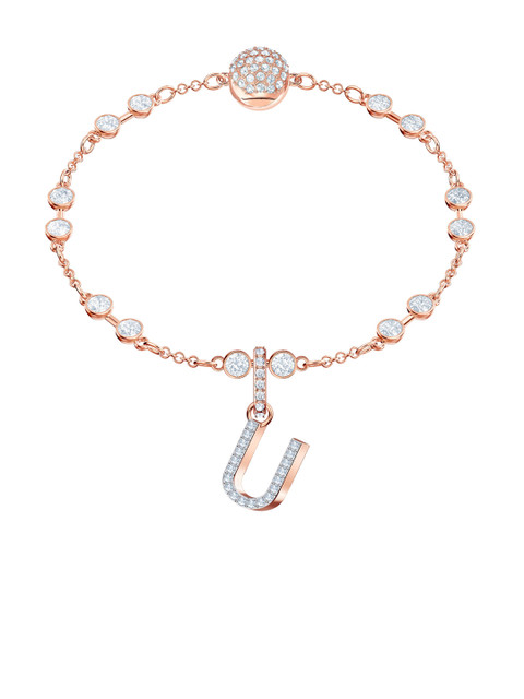 

SWAROVSKI Rose Gold-Plated White Quartz-Studded U Alphabet-Shaped Pendant