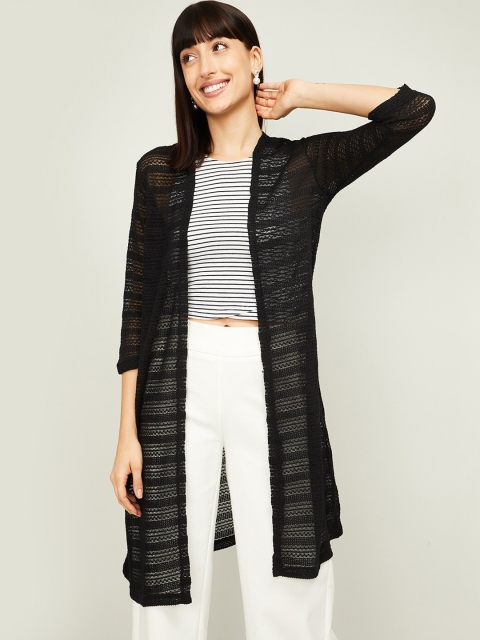 

CODE by Lifestyle Women Black Solid Lace Shrug
