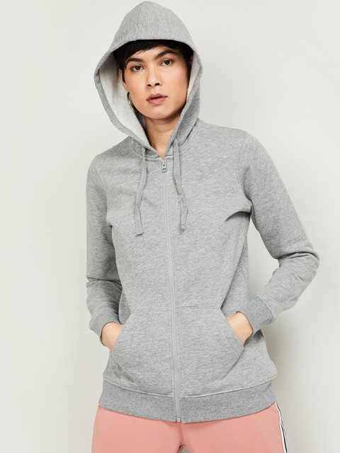 

Fame Forever by Lifestyle Women Grey Melange Solid Hooded Sweatshirt