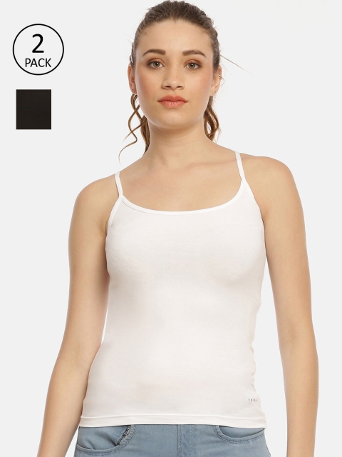 

Zelen Women Pack Of 2 White & Black Solid Camisoles