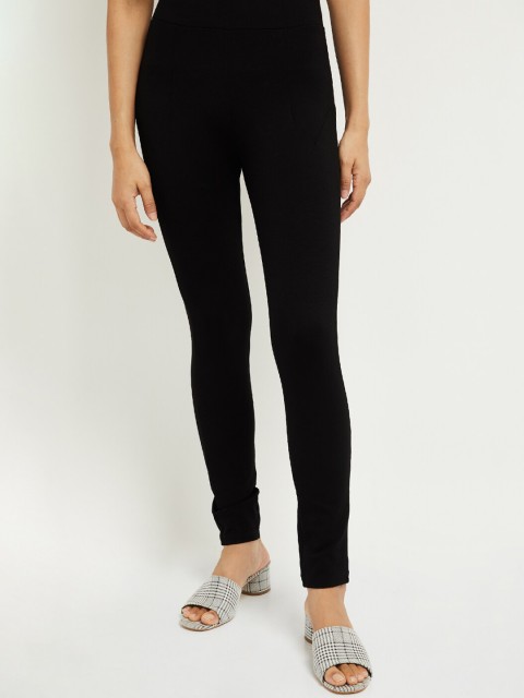 

max Women Black Regular Fit Mid-Rise Clean Look Stretchable Jeans