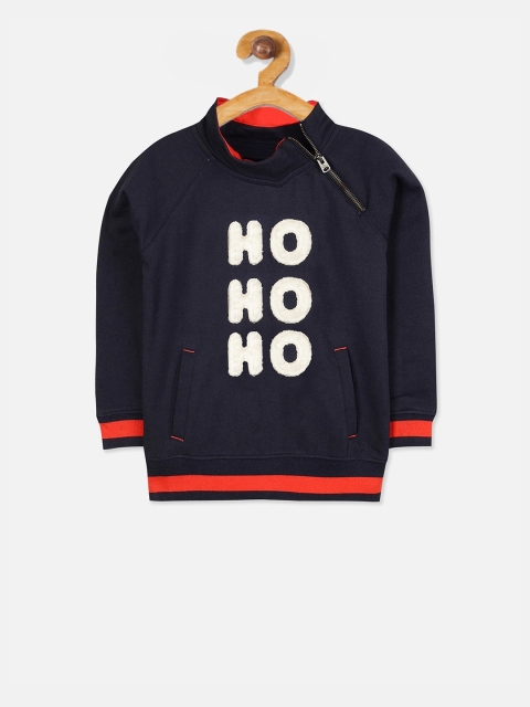 

Cherry Crumble Boys Navy Blue Self Design Sweatshirt