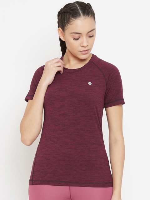 

Athleto Women Maroon Solid Dry Tech Lightweight Round Neck T-shirt