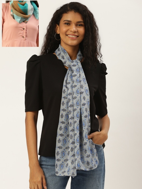 

Trend Arrest Women Pack Of 2 Printed Scarves, Blue