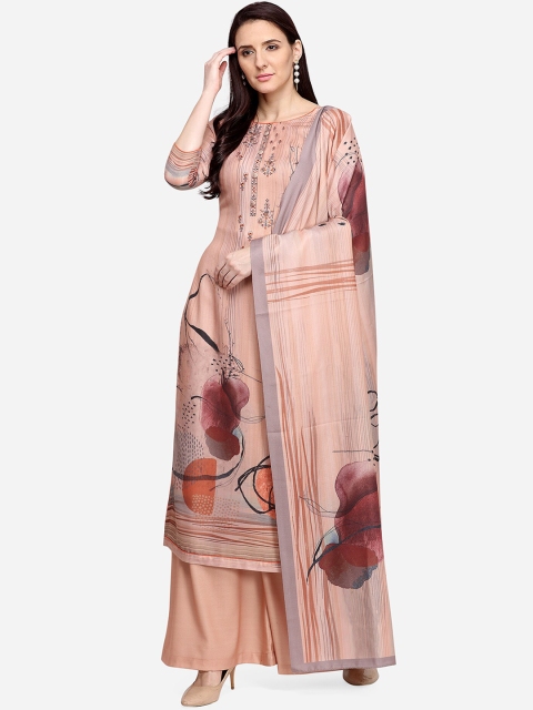 

Stylee LIFESTYLE Beige Silk Blend Unstitched Dress Material