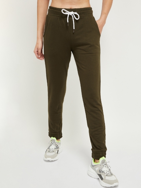 

max Women Olive Green Regular Fit Solid Joggers
