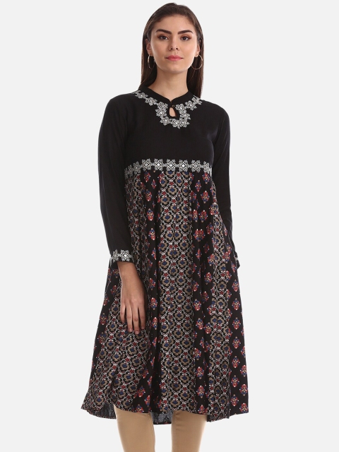 

Anahi Women Black Printed A-Line Kurta