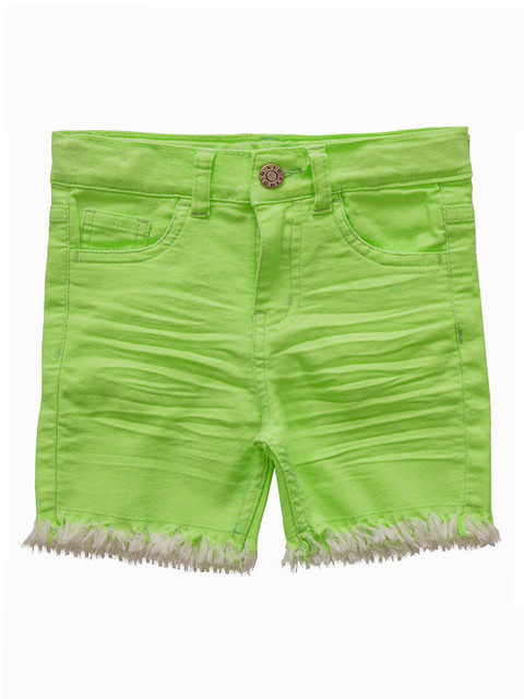 

Kid Studio Girls Green Solid Slim Fit Regular Shorts