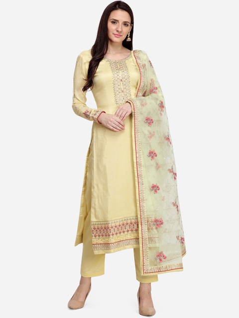 

Stylee LIFESTYLE Women Yellow Semi-Stitched Dress Material