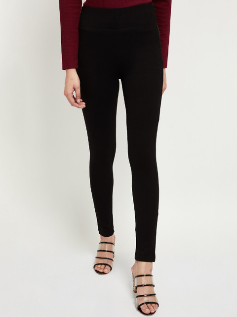 

max Women Black Regular Fit Mid-Rise Clean Look Stretchable Jeans