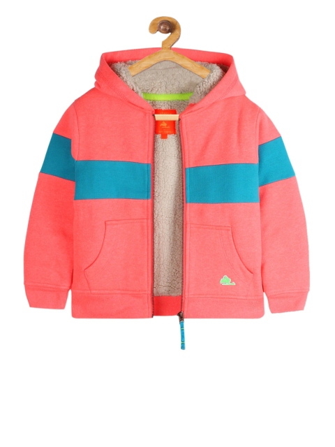 

Cherry Crumble Boys Peach-Coloured & Blue Colourblocked Hooded Sweatshirt