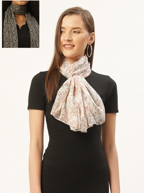 

Trend Arrest Women Pack Of 2 Printed Scarves, Black