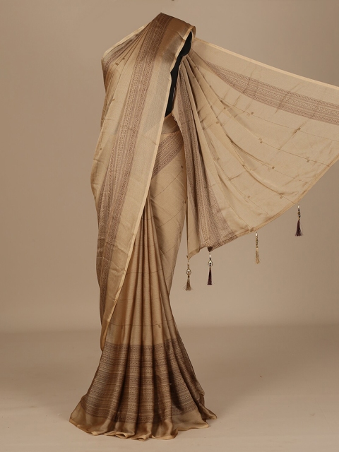 

Pothys Brown Printed Poly Chiffon Saree