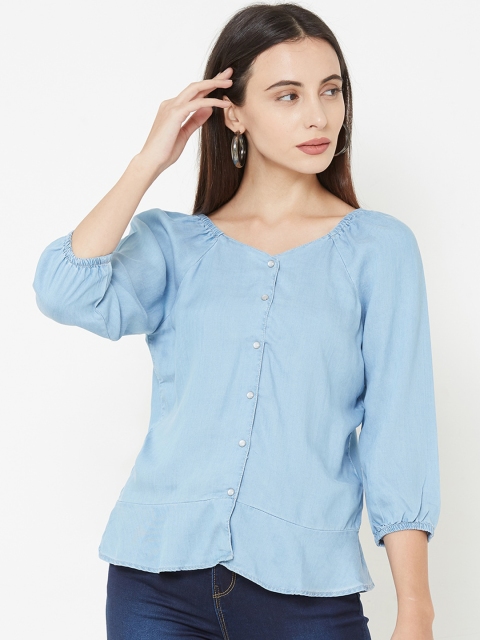 

Kraus Jeans Women Blue Solid Top