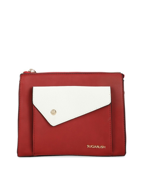 

Sugarush Red & Off-White Colourblocked Purse Clutch