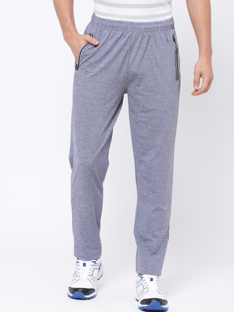 SG Men Blue Solid Straight-Fit Track Pants
