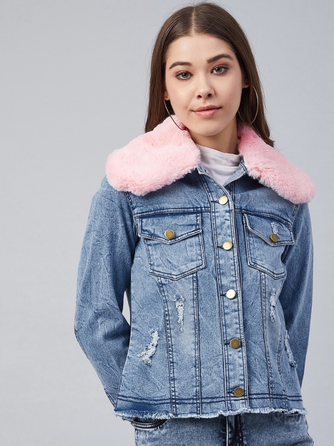 

StyleStone Women Blue Solid Denim Jacket
