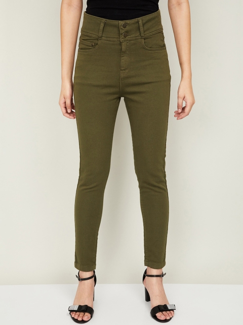 

Fame Forever by Lifestyle Women Olive Green Skinny Fit High-Rise Clean Look Jeans