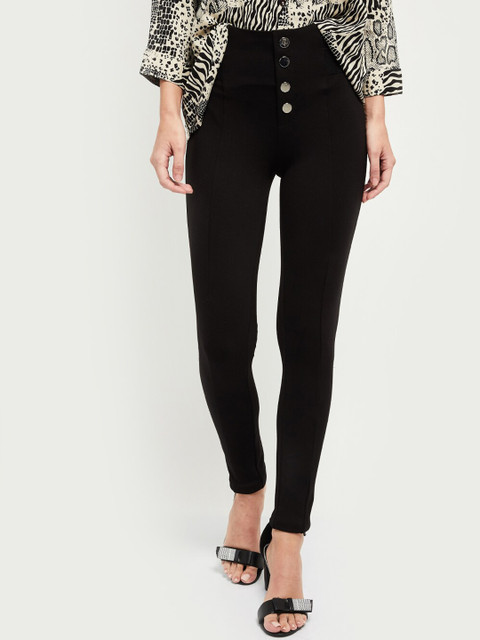 

max Women Black Regular Fit Mid-Rise Clean Look Jeans